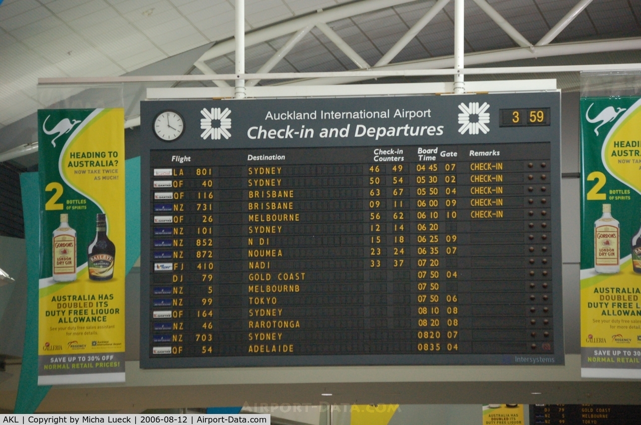 Auckland International Airport, Auckland New Zealand (AKL) - early deaprtures at Auckland International