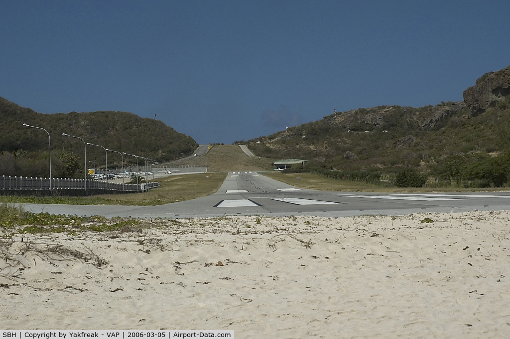 Gustaf III Airport, St. Jean, Saint Barthélemy Guadeloupe (SBH) - view from the beach