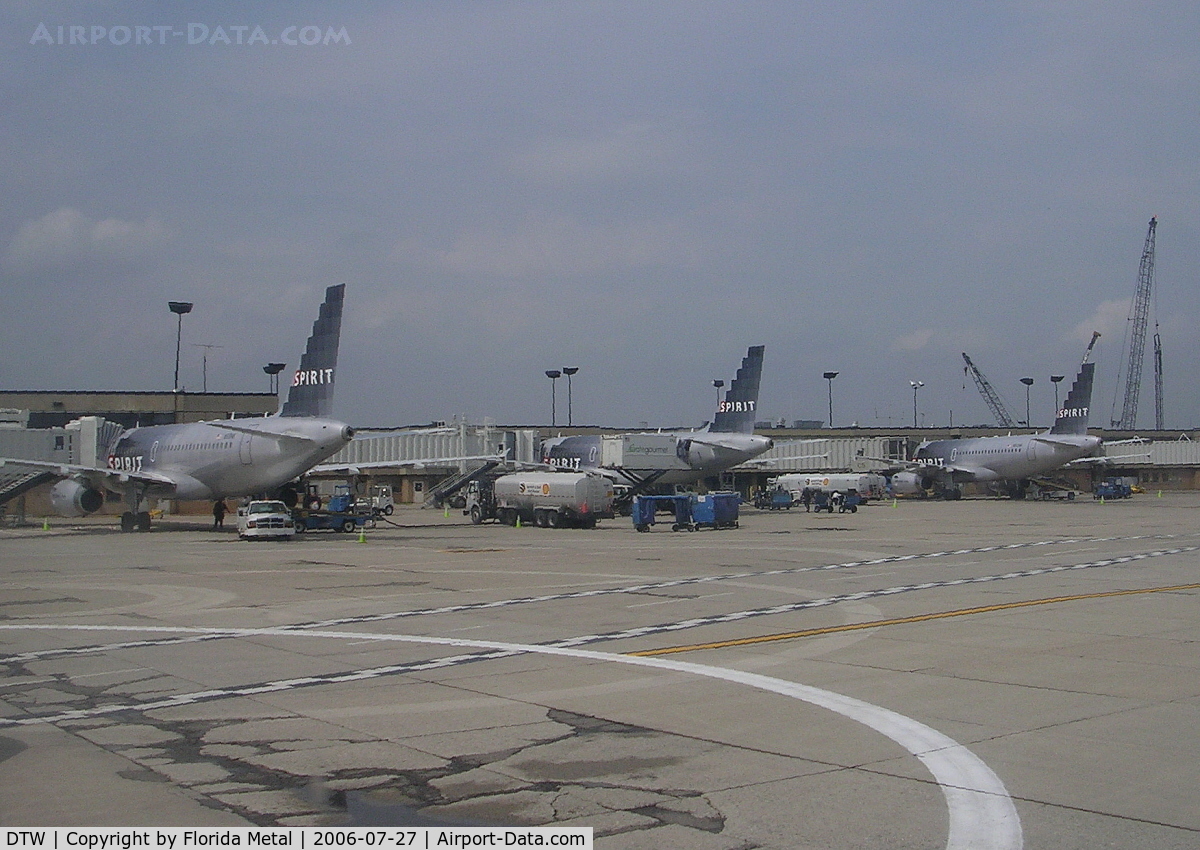Detroit Metropolitan Wayne County Airport (DTW) - Spirit jets lined up at Concourse C in the Smith Terminal
