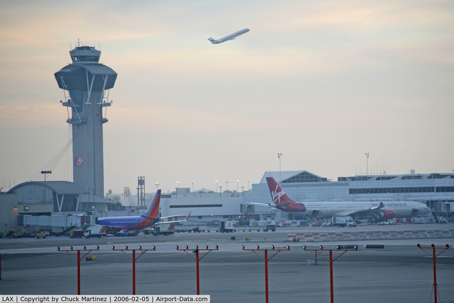 Los Angeles International Airport (LAX) - Tower, Southwest and Virgin planes