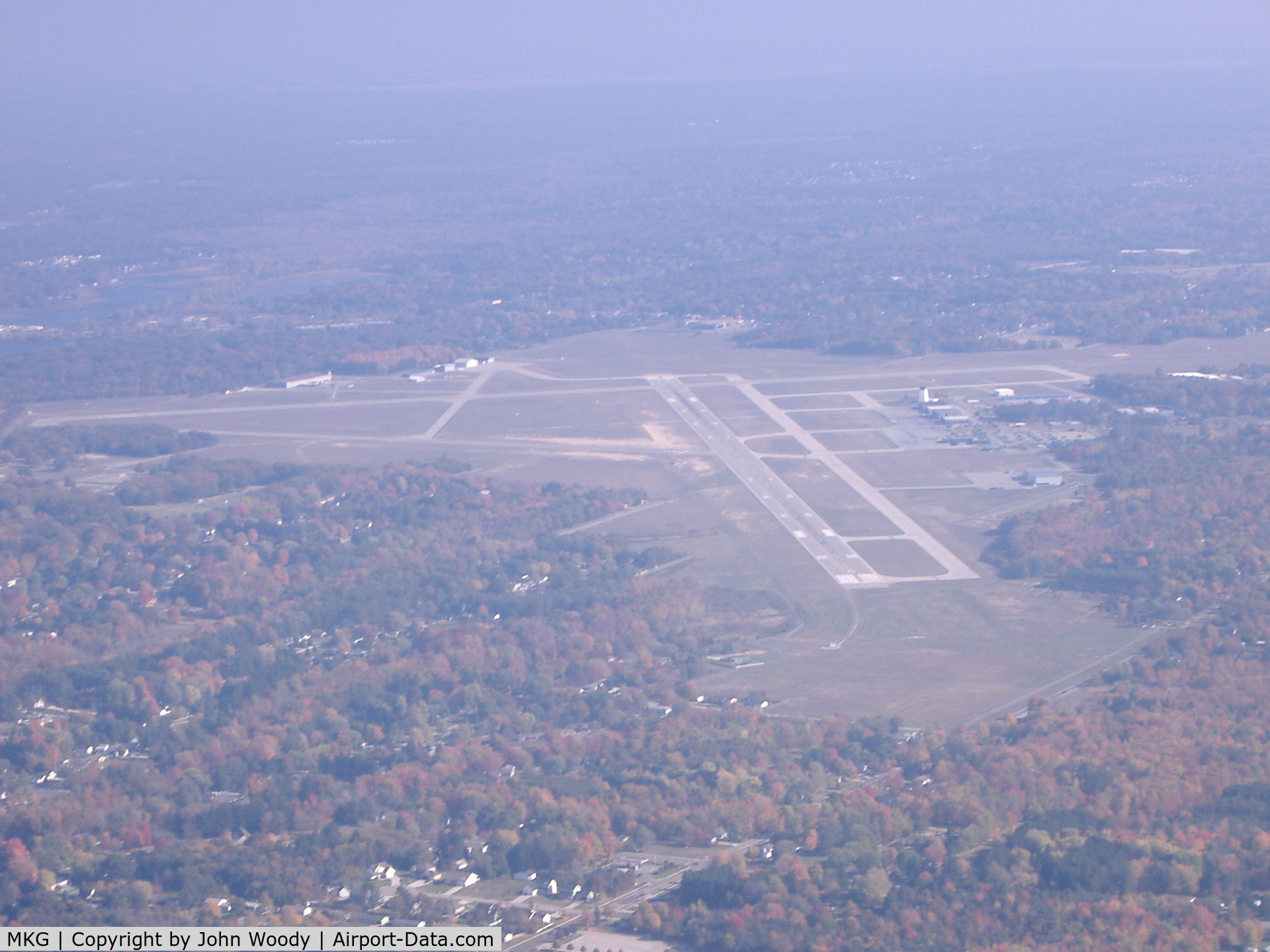 Muskegon County Airport (MKG) - MKG looking east from over the water