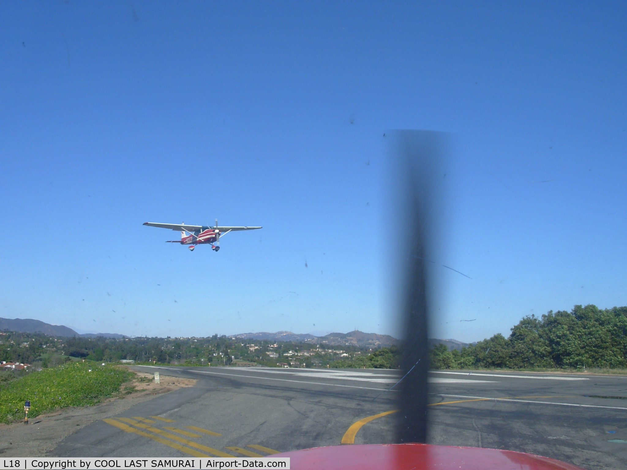 Fallbrook Community Airpark Airport (L18) - Holding Short Rwy18 for Landing Traffic