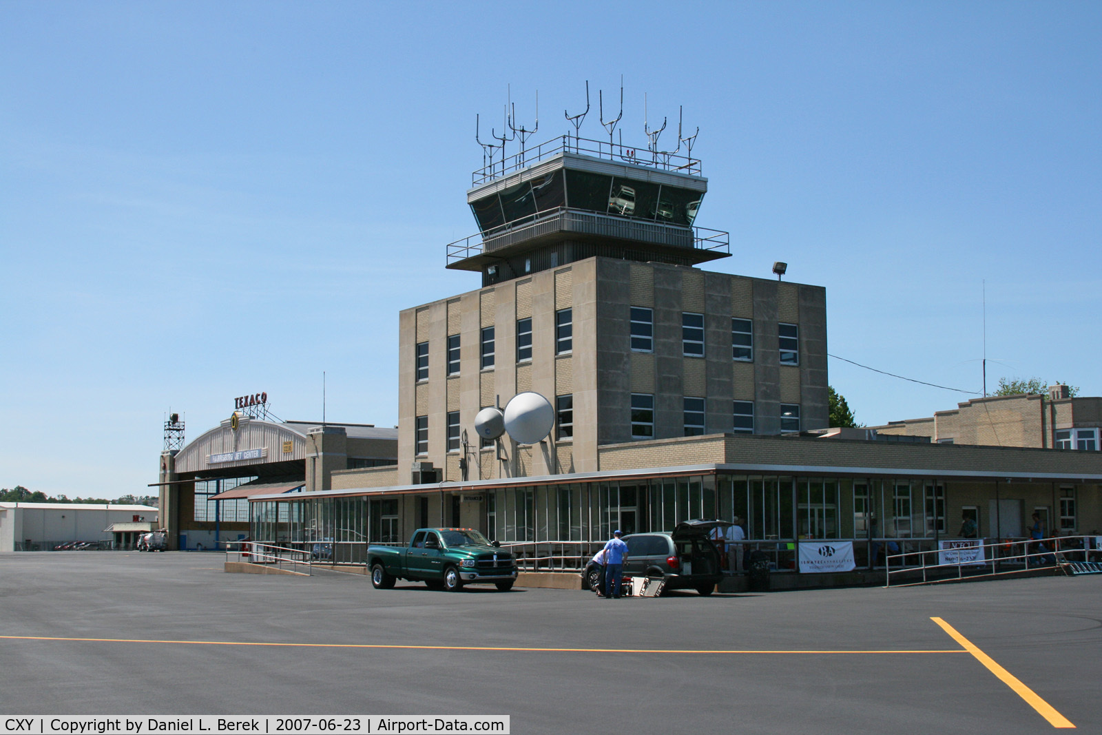 Capital City Airport (CXY) - This old terminal and hangar are the main buildings at Capital City Airport.