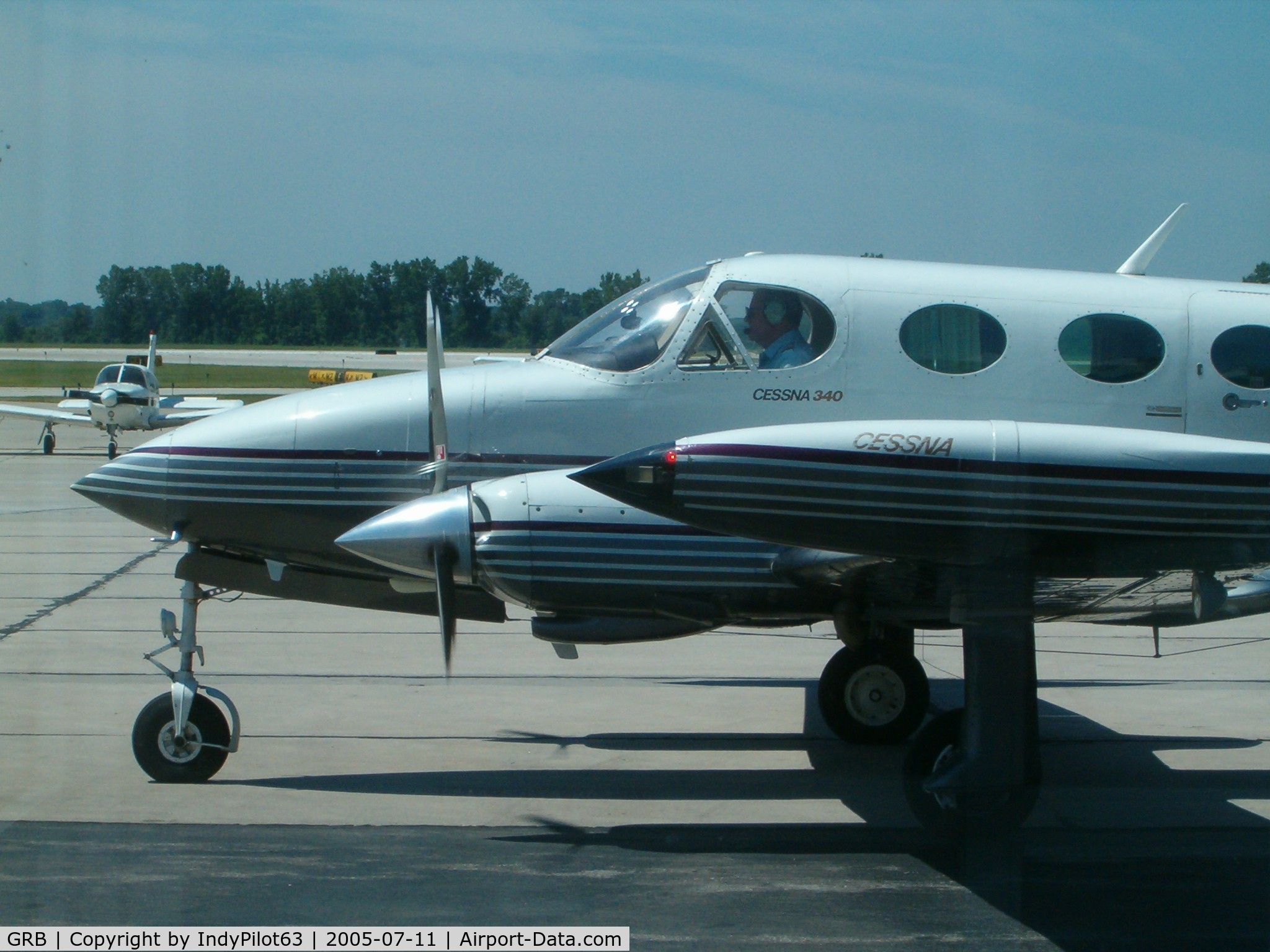 Austin Straubel International Airport (GRB) - A Cessna 340 taxiing on the tarmac at Green Bay.