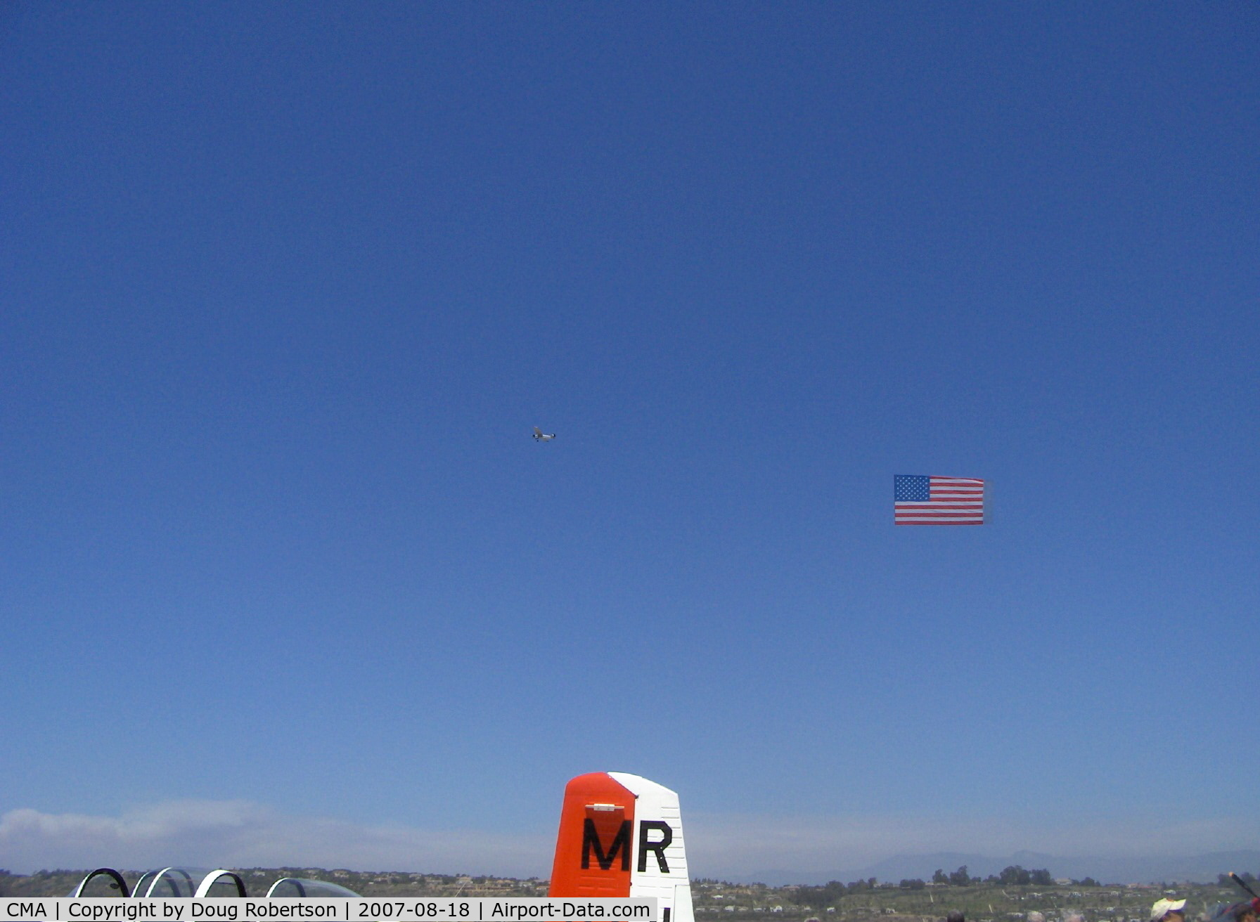 Camarillo Airport (CMA) - Old Glory banner tow with Star Spangled Banner National Anthem music opens the EAA 2007 Camarillo Airshow