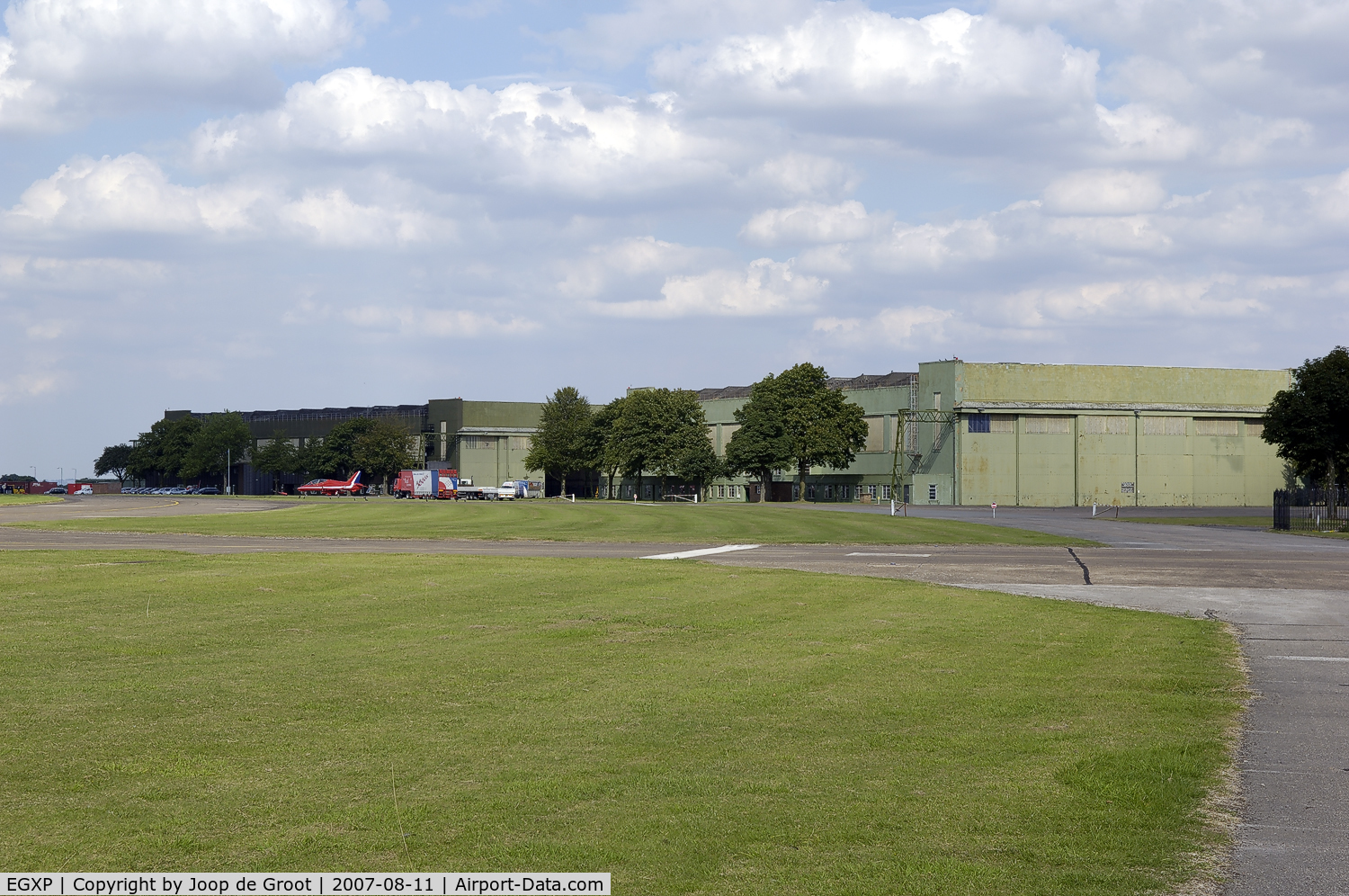 RAF Scampton Airport, Scampton, England United Kingdom (EGXP) - Flightline at RAF Scampton with Red Arrow Hawk