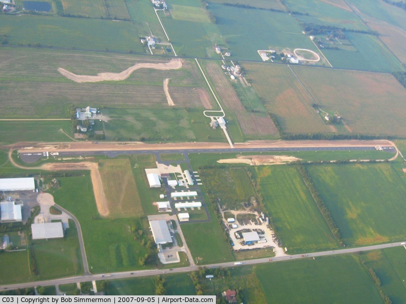 Nappanee Municipal Airport (C03) - Looking south from 3500'