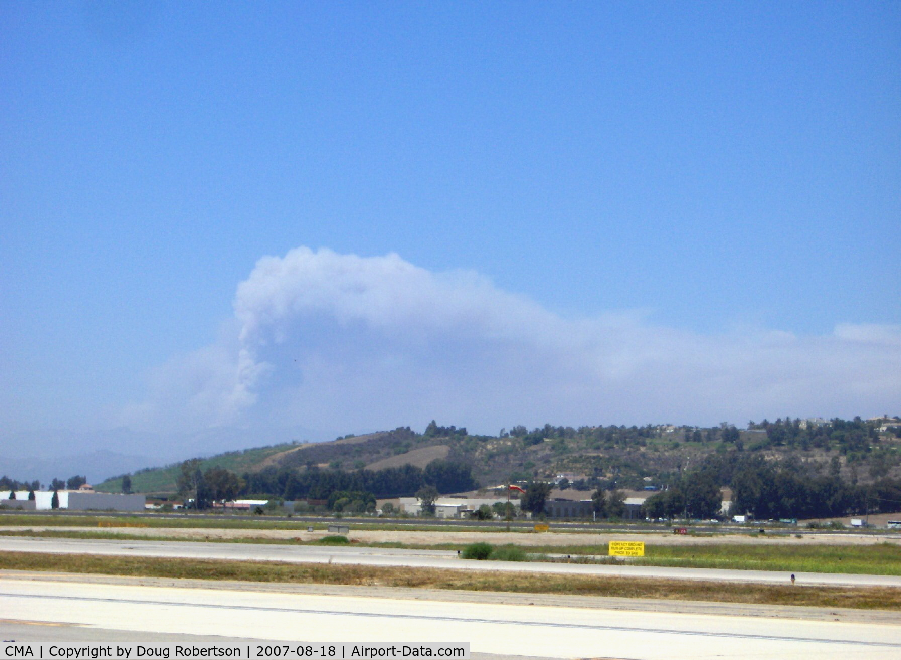 Camarillo Airport (CMA) - Zaca Fire Smoke Plume, burning since 4th of July