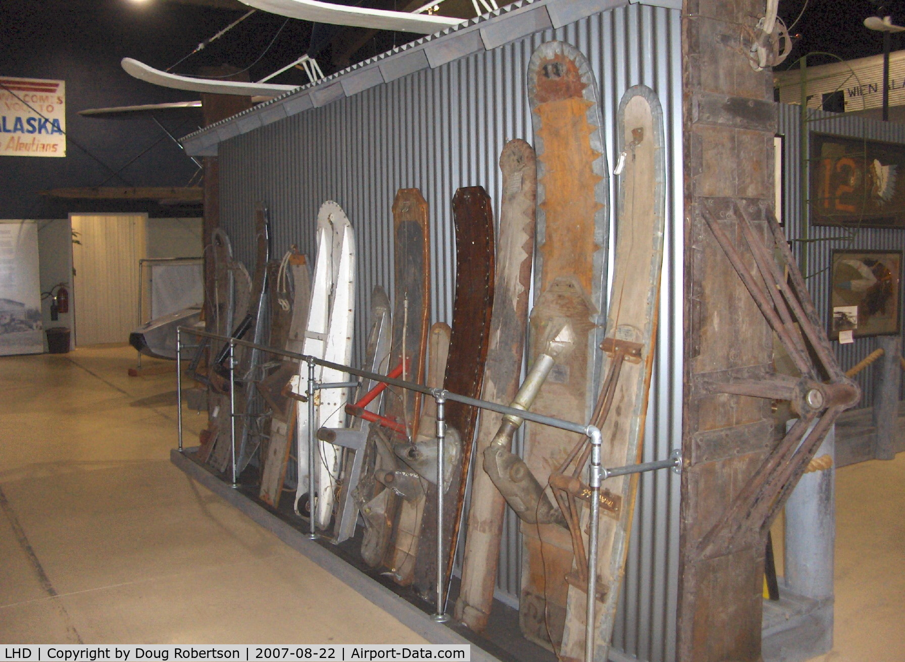 Lake Hood Seaplane Base (LHD) - Aircraft Skis in Ski Alley of Alaska Aviation Heritage Museum