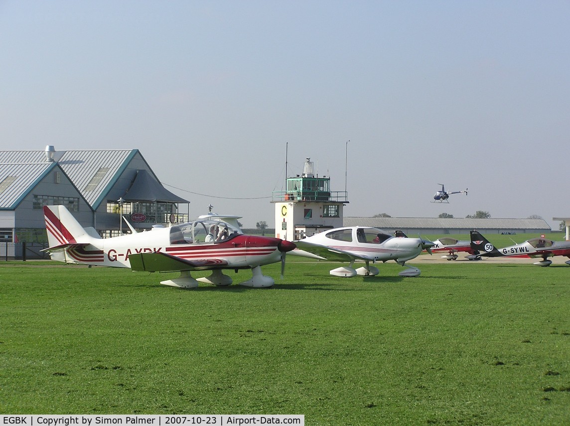 Sywell Aerodrome Airport, Northampton, England United Kingdom (EGBK) - General view of parking area at Sywell