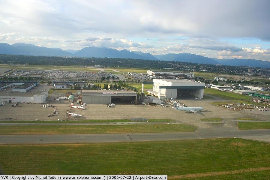 Vancouver International Airport, Vancouver, British Columbia Canada (YVR) - Taking off from Vancouver. Two DHC-8 from Air Canada jazz and an Airbus A330 from Air Canada can be seen in the foreground