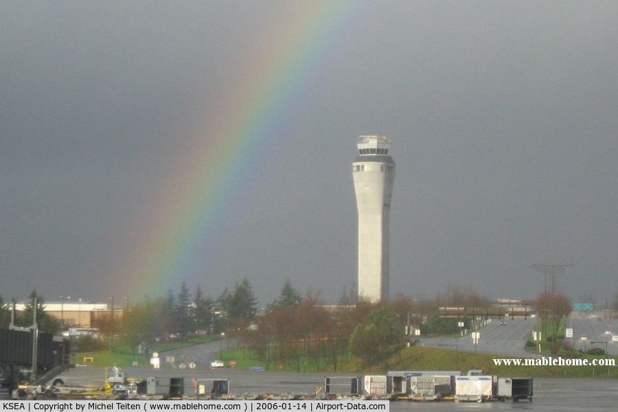 Seattle-tacoma International Airport (SEA) - Rainbow over the control tower