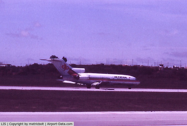 Portela Airport (Lisbon Airport), Portela, Loures (serves Lisbon) Portugal (LIS) - TAP B727 landing,early 80s.