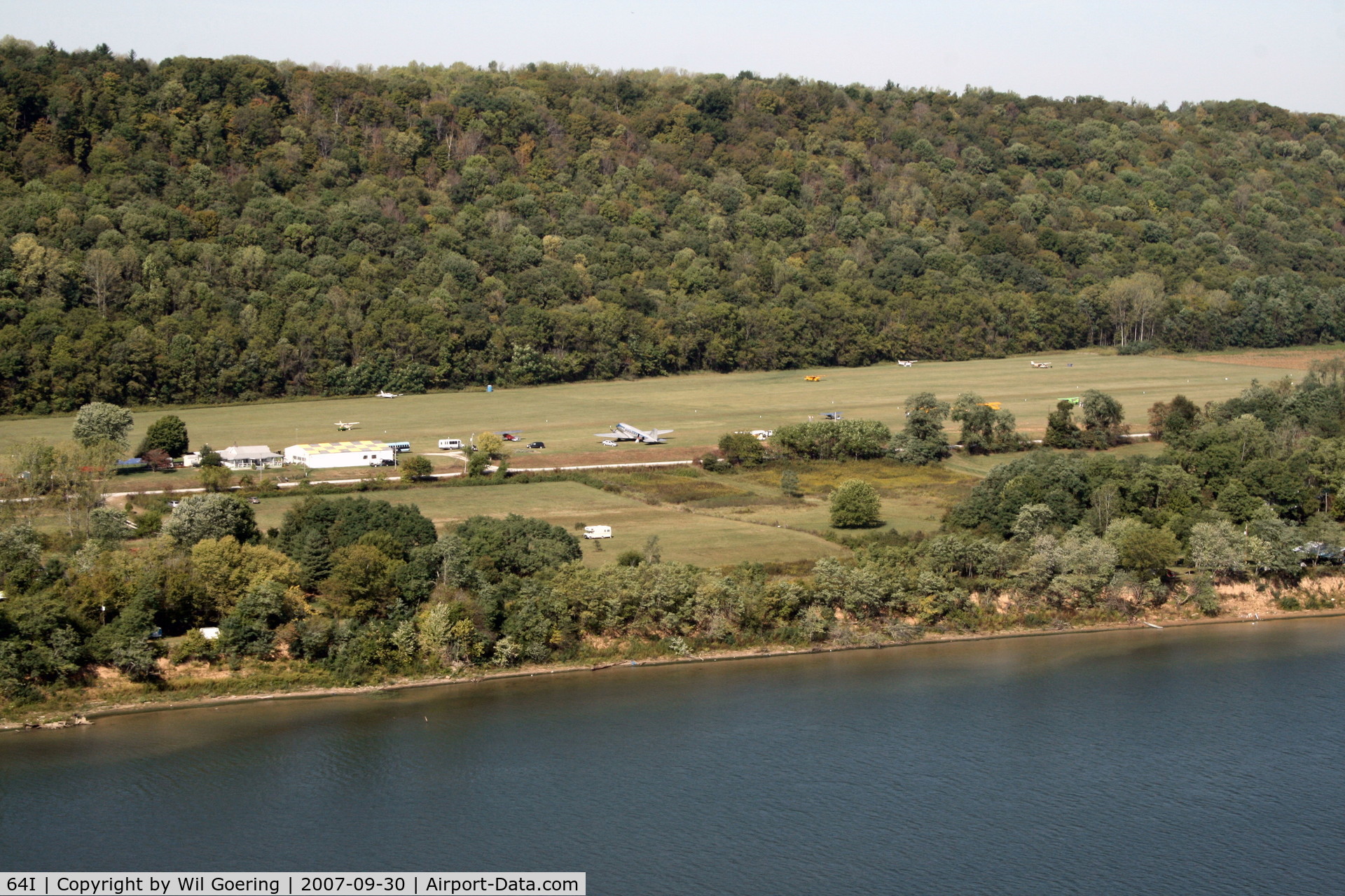 Lee Bottom Airport (64I) - Over the Ohio River Looking West