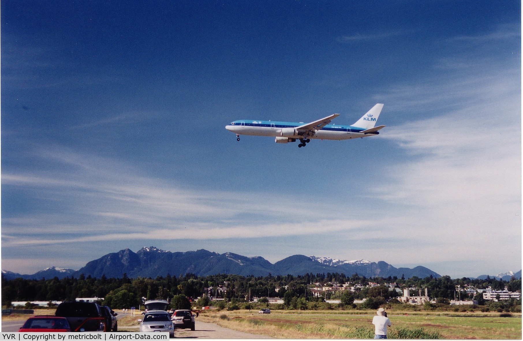 Vancouver International Airport, Vancouver, British Columbia Canada (YVR) - KLM B767 from AMS,Jul.2002.Taken at the Templeton Rd. spotting area