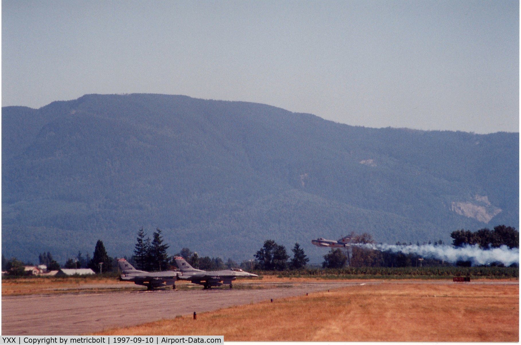Abbotsford International Airport, Abbotsford, British Columbia Canada (YXX) - Mig takeoff,1997 Abbotsford Int'l Airshow.