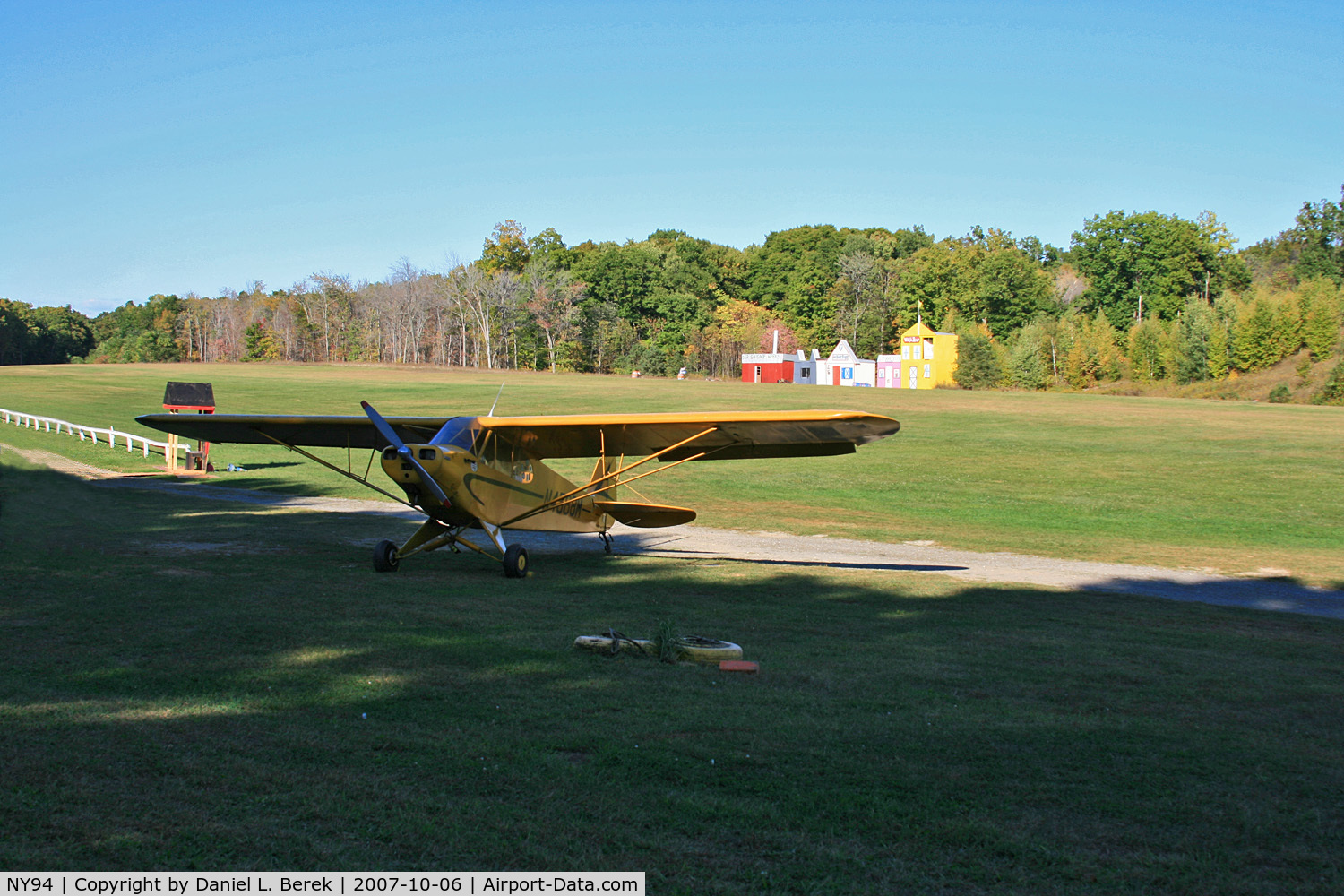 Old Rhinebeck Airport (NY94) - The main turf runway is surrounded by make-believe buildings that are part of the backdrop of the WWI reenactments that take place.