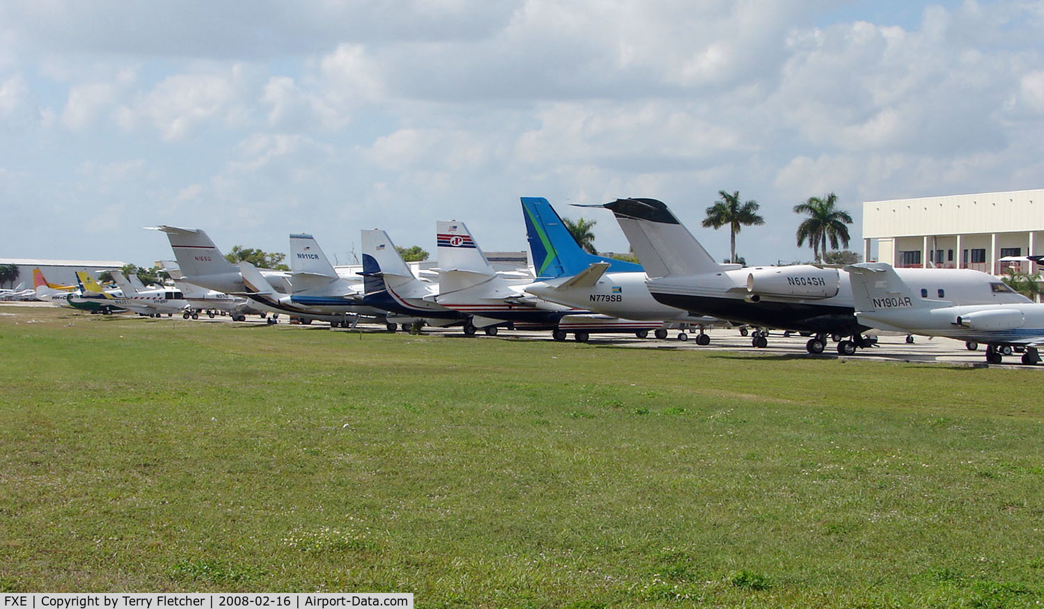 Fort Lauderdale Executive Airport (FXE) - Aview down World Jet's ramp at Ft.Lauderdale Executive reveals a diverse ramp of aircraft types , some of which now fall into the 'classic' category