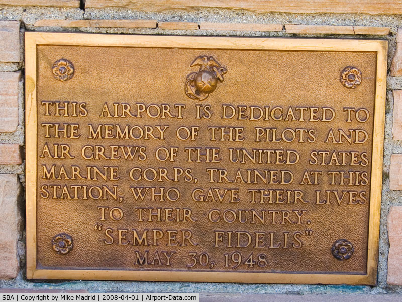 Santa Barbara Municipal Airport (SBA) - Marine memorial plaque 