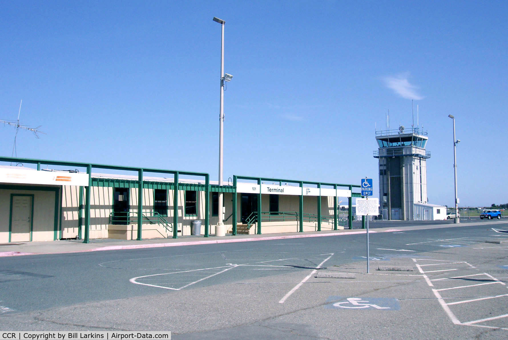 Buchanan Field Airport (CCR) - Tower and old airline Terminal, April 2008.