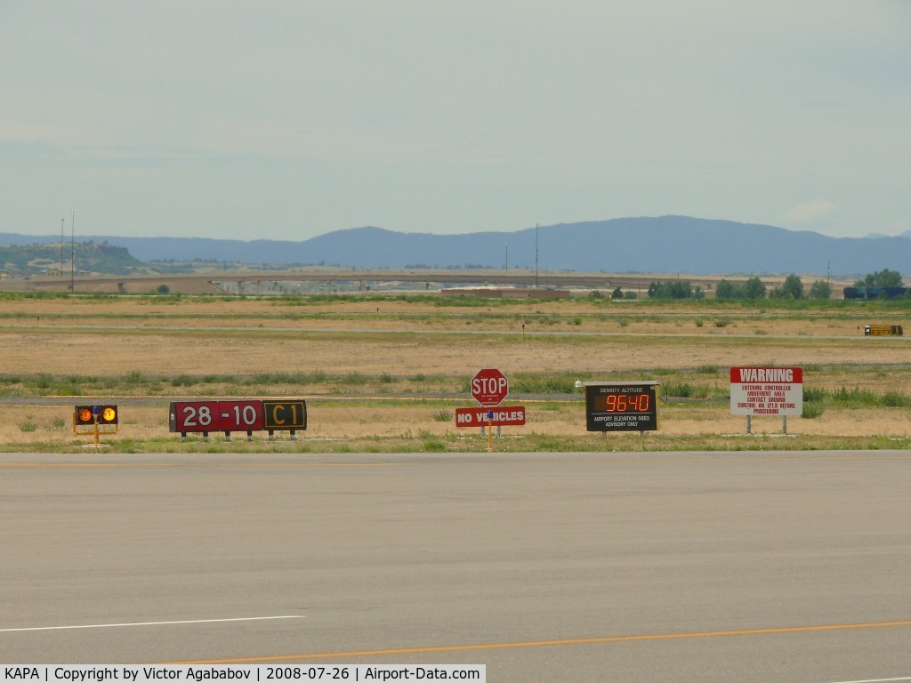 Centennial Airport (APA) - High density altitude... Practically 4000 feet over the actual Centennial airport elevation.
