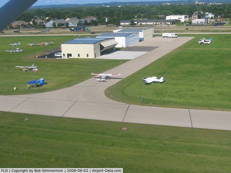 Fond Du Lac County Airport (FLD) - Corporate hangers, departing 36.
