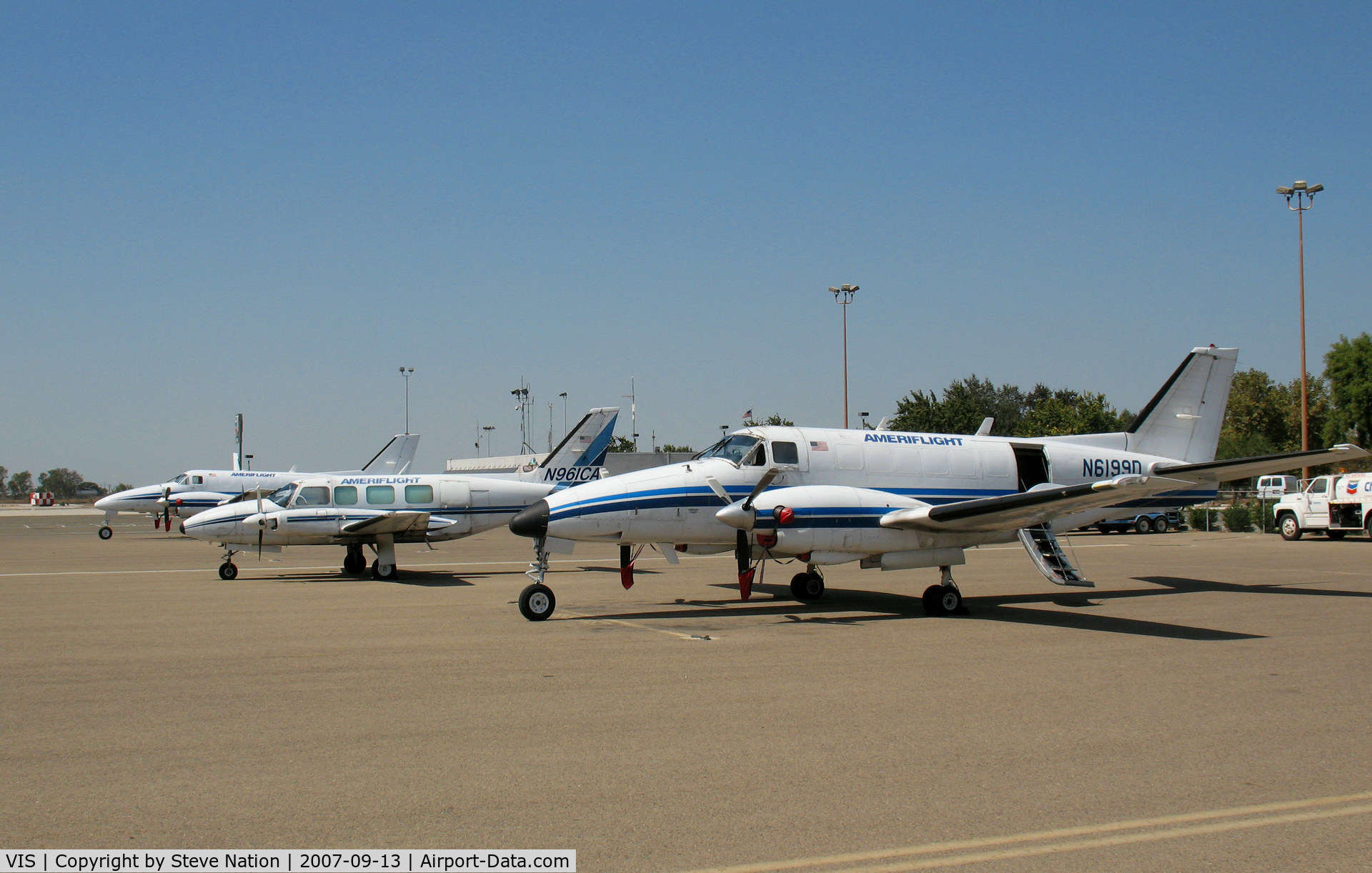 Visalia Municipal Airport (VIS) - Ameriflight small package freighters awaiting deliveries for late afternoon flights to BUR and OAK