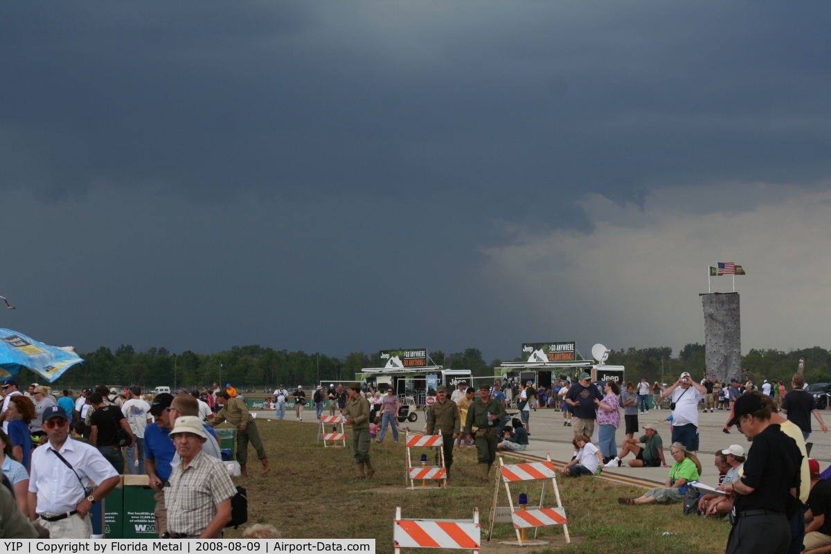 Willow Run Airport (YIP) - The microburst thunderstorm that almost came to the airshow, we never felt a drop but saw a lot of lightning