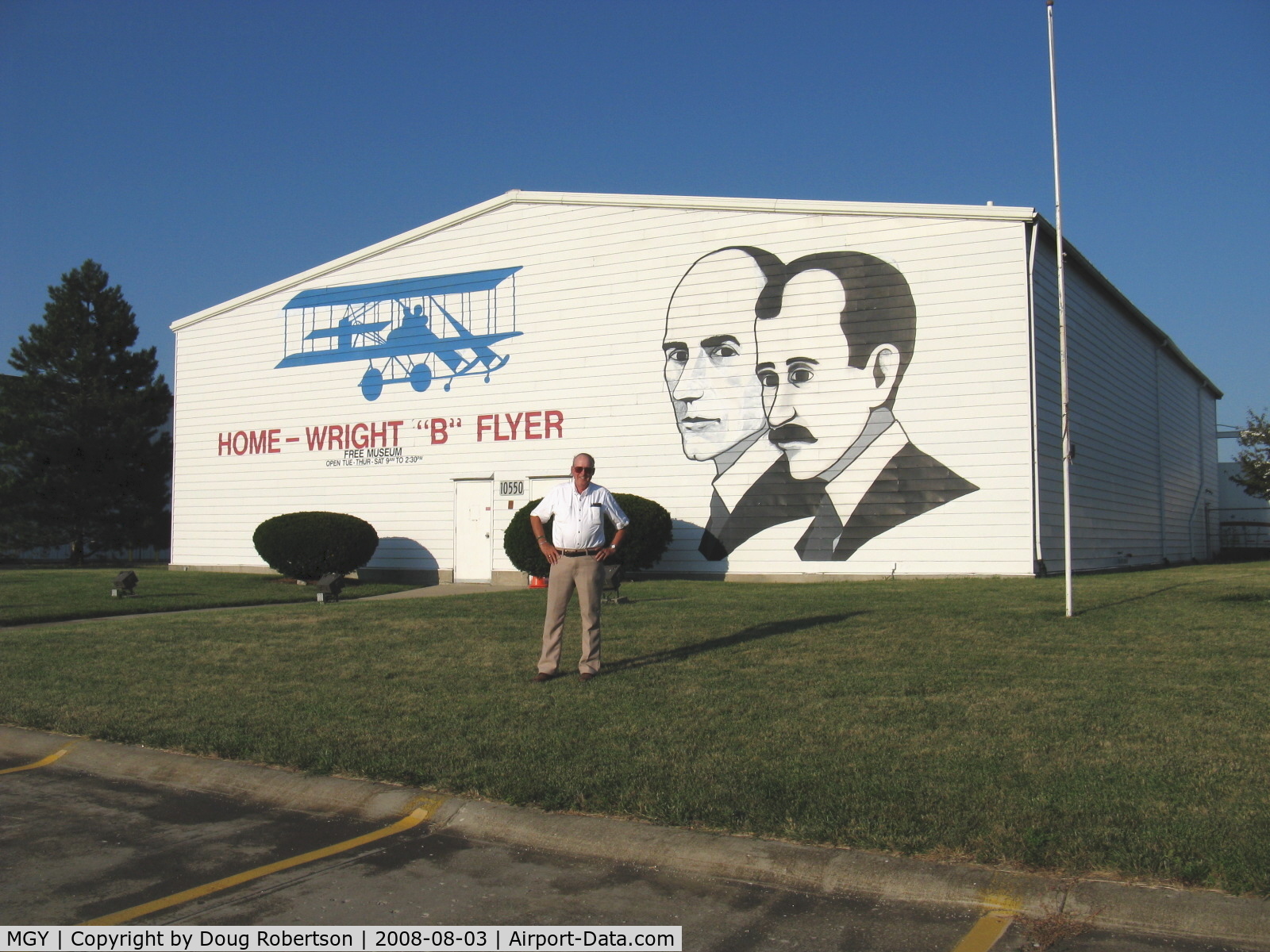 Dayton-wright Brothers Airport (MGY) - Dayton-Wright Brothers Airport Museum-Scrutinized by two earlier aviators. Photo of me courtesy Dr. John Edison, M.D.