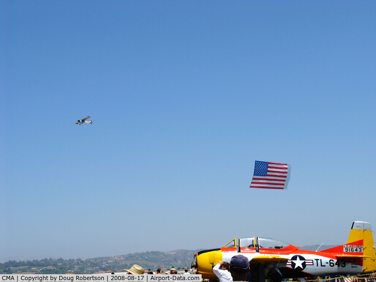 Camarillo Airport (CMA) - Opening the Annual Camarillo EAA Airshow with banner tow Old Glory