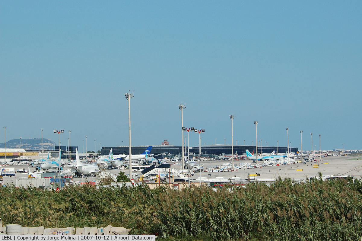 Barcelona International Airport, Barcelona Spain (LEBL) - Platform cargo and terminal A.