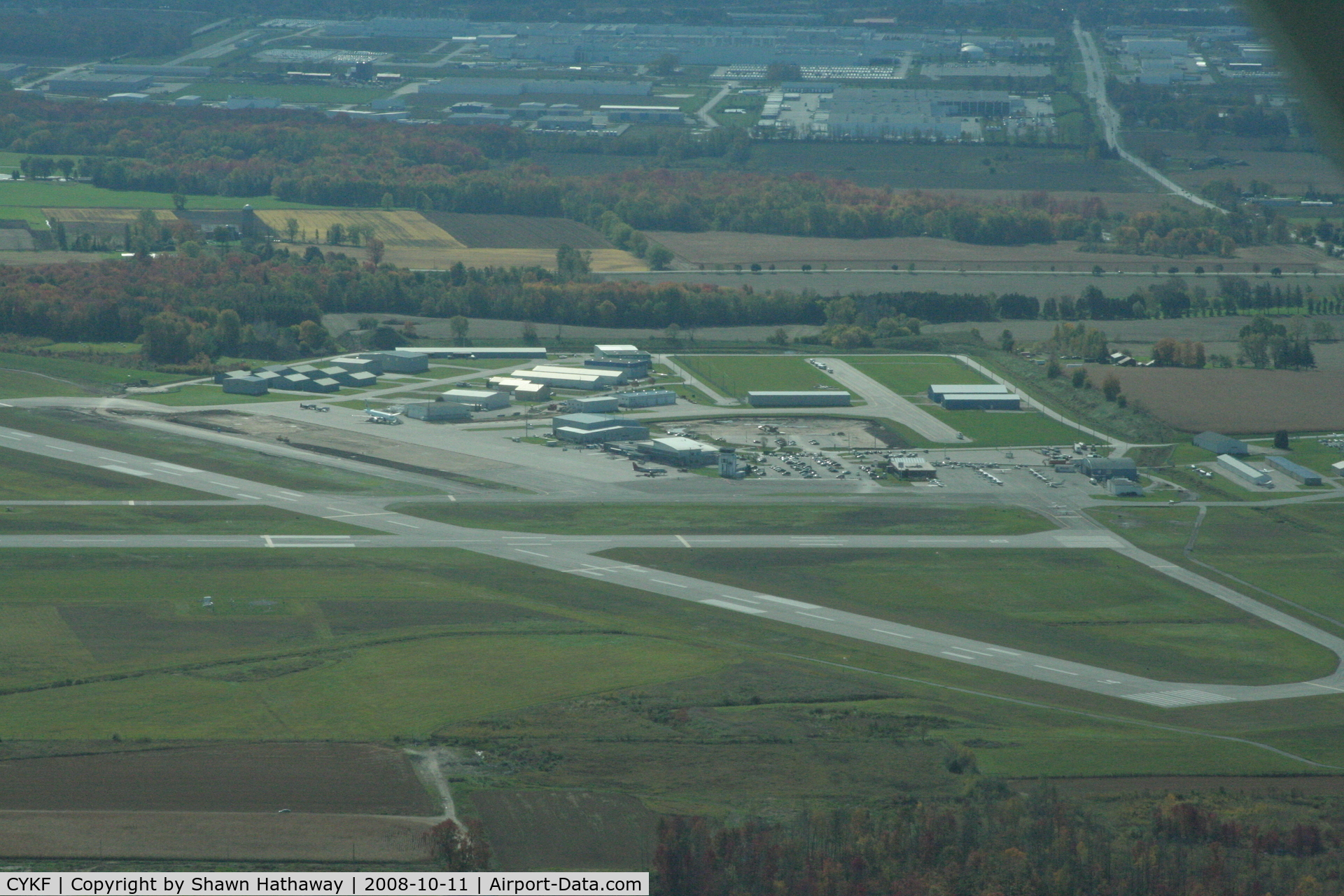 Region of Waterloo International Airport (Kitchener/Waterloo Regional Airport), Regional Municipality of Waterloo, Ontario Canada (CYKF) - The Terminal, and hangers for Waterloo Airport