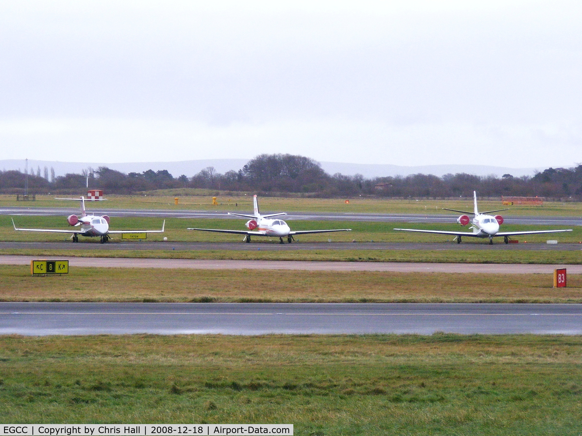 Manchester Airport, Manchester, England United Kingdom (EGCC) - from left to right G-RWGW; VP-CED; N560TH