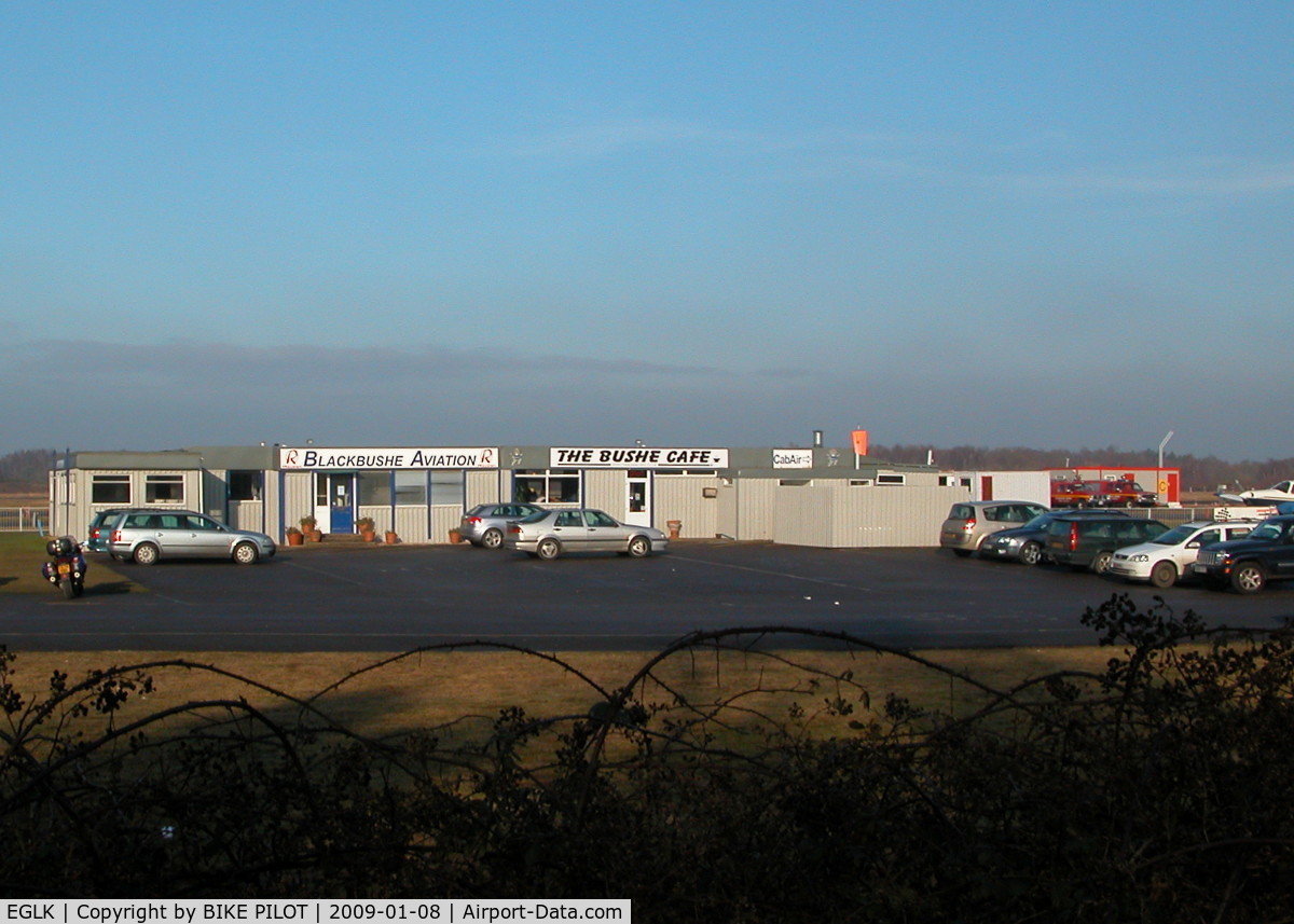 Blackbushe Airport, Camberley, England United Kingdom (EGLK) - REDAIR OFFICE AND BUSHE CAFE