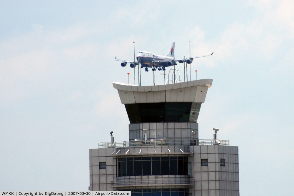 Kuala Lumpur International Airport, Sepang, Selangor Malaysia (WMKK) - Control Tower and a Malaysiam B747-400.