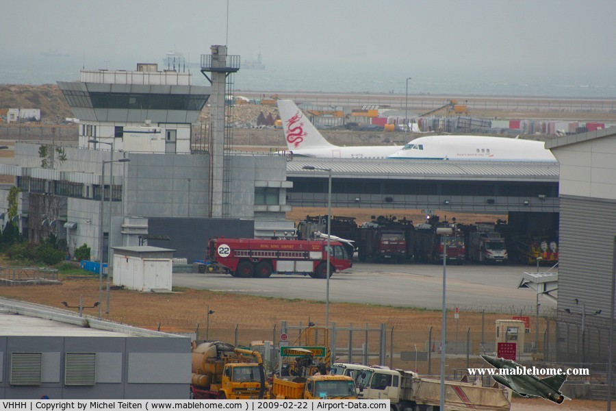 Hong Kong International Airport, Hong Kong Hong Kong (VHHH) - Firemen station near the cargo parking