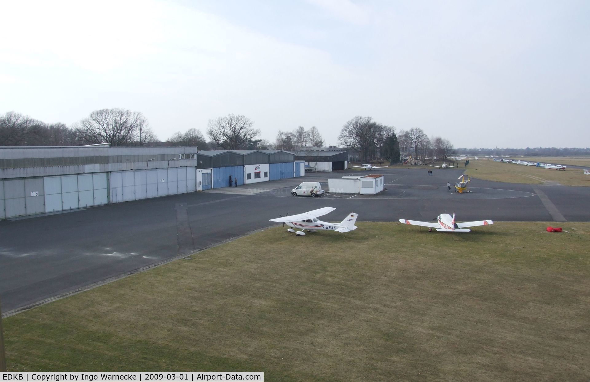 Bonn-Hangelar Airport, Sankt Augustin Germany (EDKB) - hangars and apron in the north-western part
