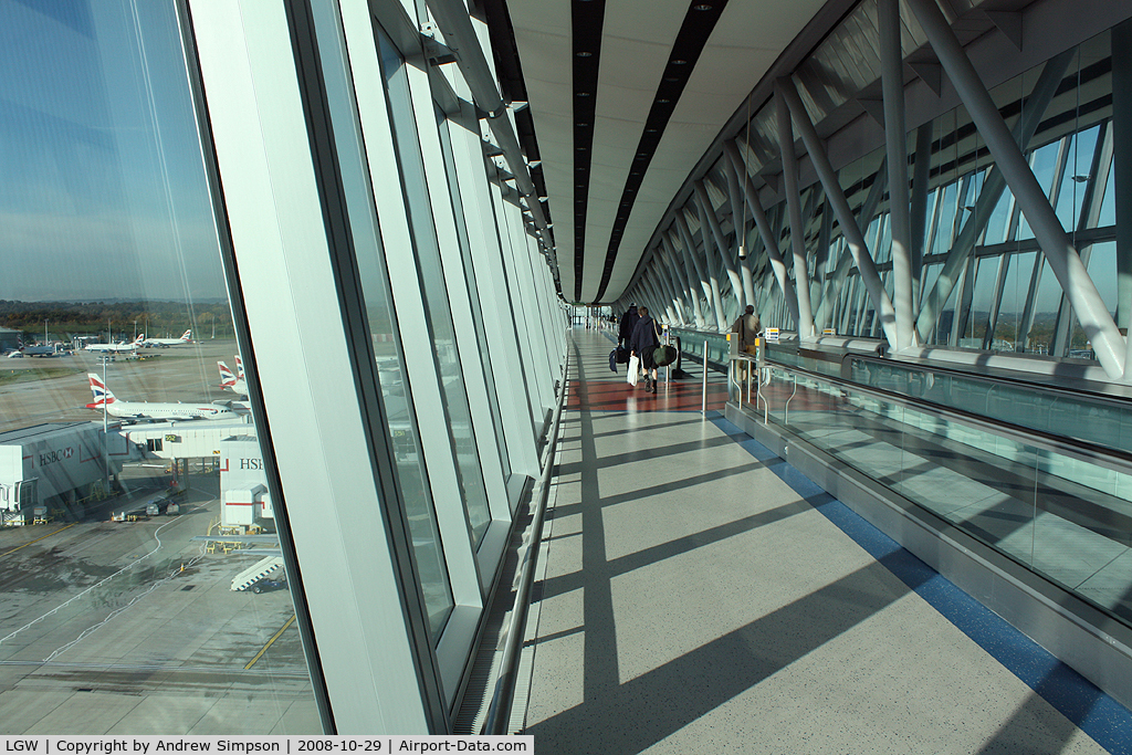 London Gatwick Airport, London, England United Kingdom (LGW) - On the footbridge at the North Terminal.