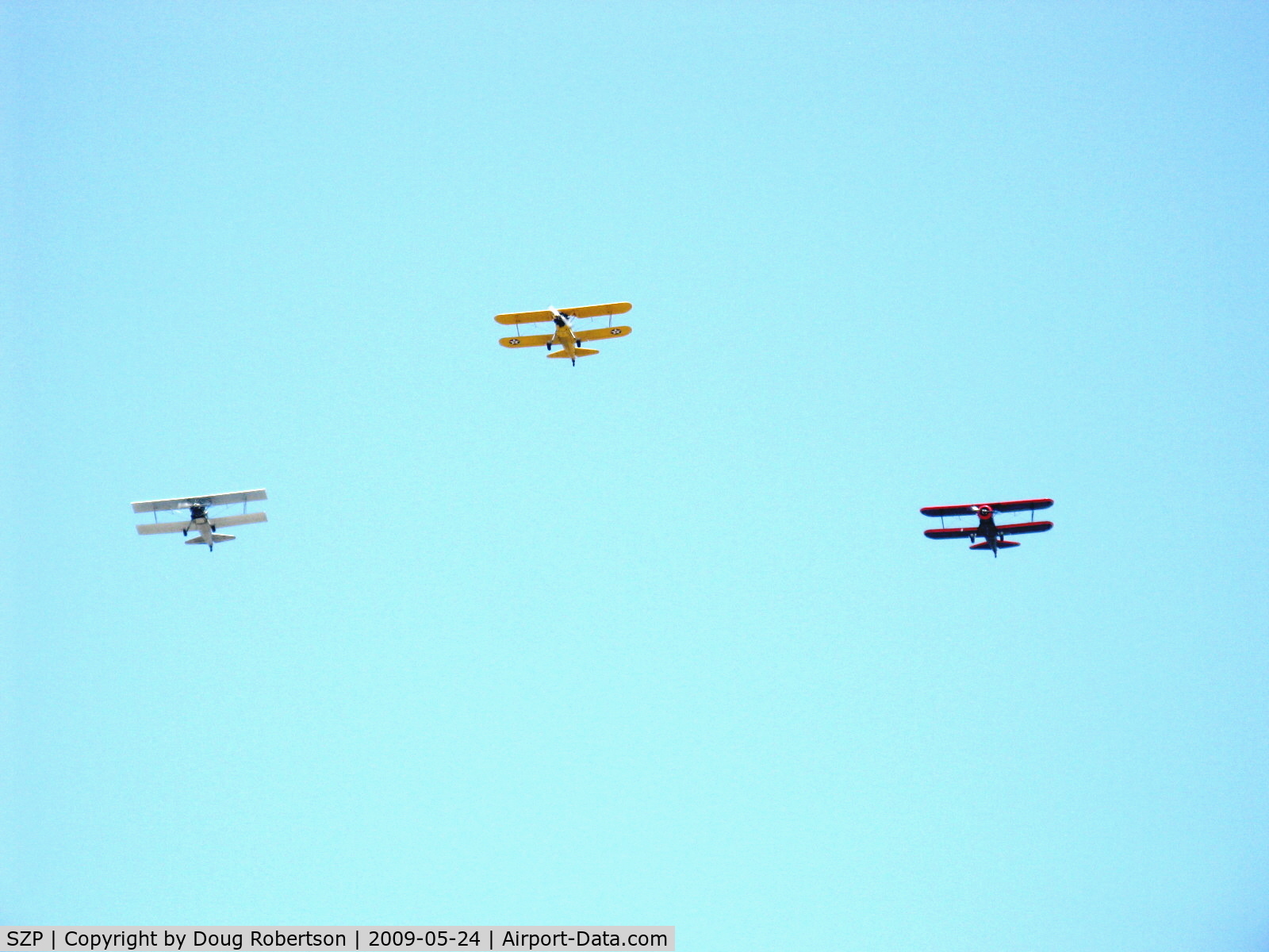 Santa Paula Airport (SZP) - Three Boeing Stearmans in Tribute Formation N65124, N69765, N59031