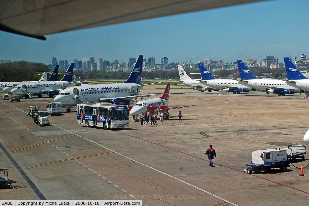 Jorge Newbery Airport, Buenos Aires Argentina (SABE) - Lots of B 737-200s - a spotter's delight!