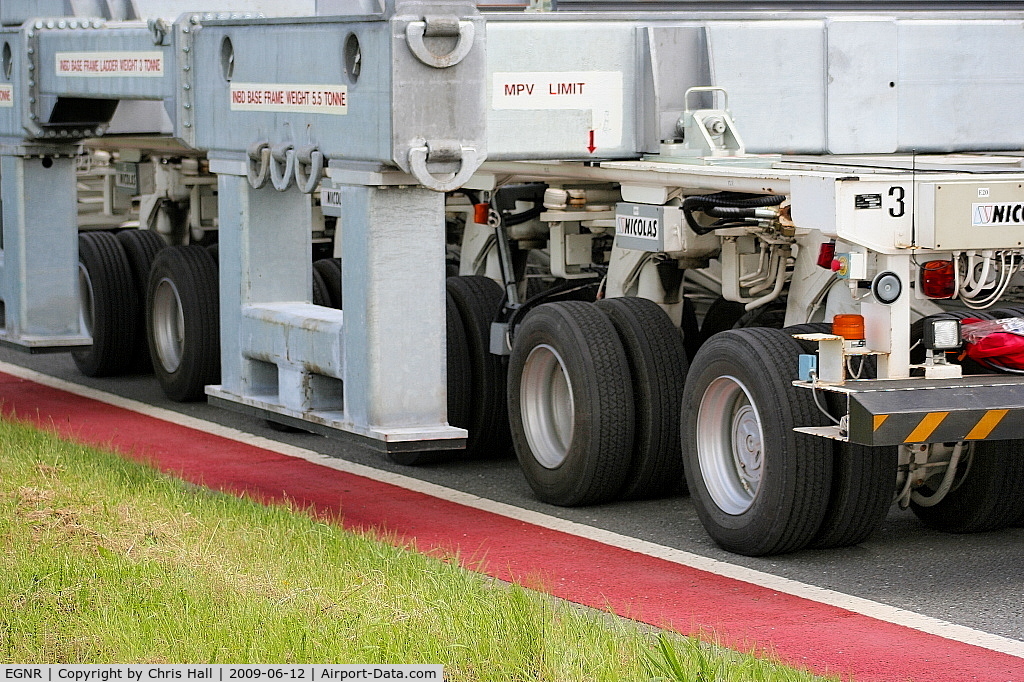 Hawarden Airport, Chester, England United Kingdom (EGNR) - Airbus A380 wing transporter, it has a total of 96 wheels