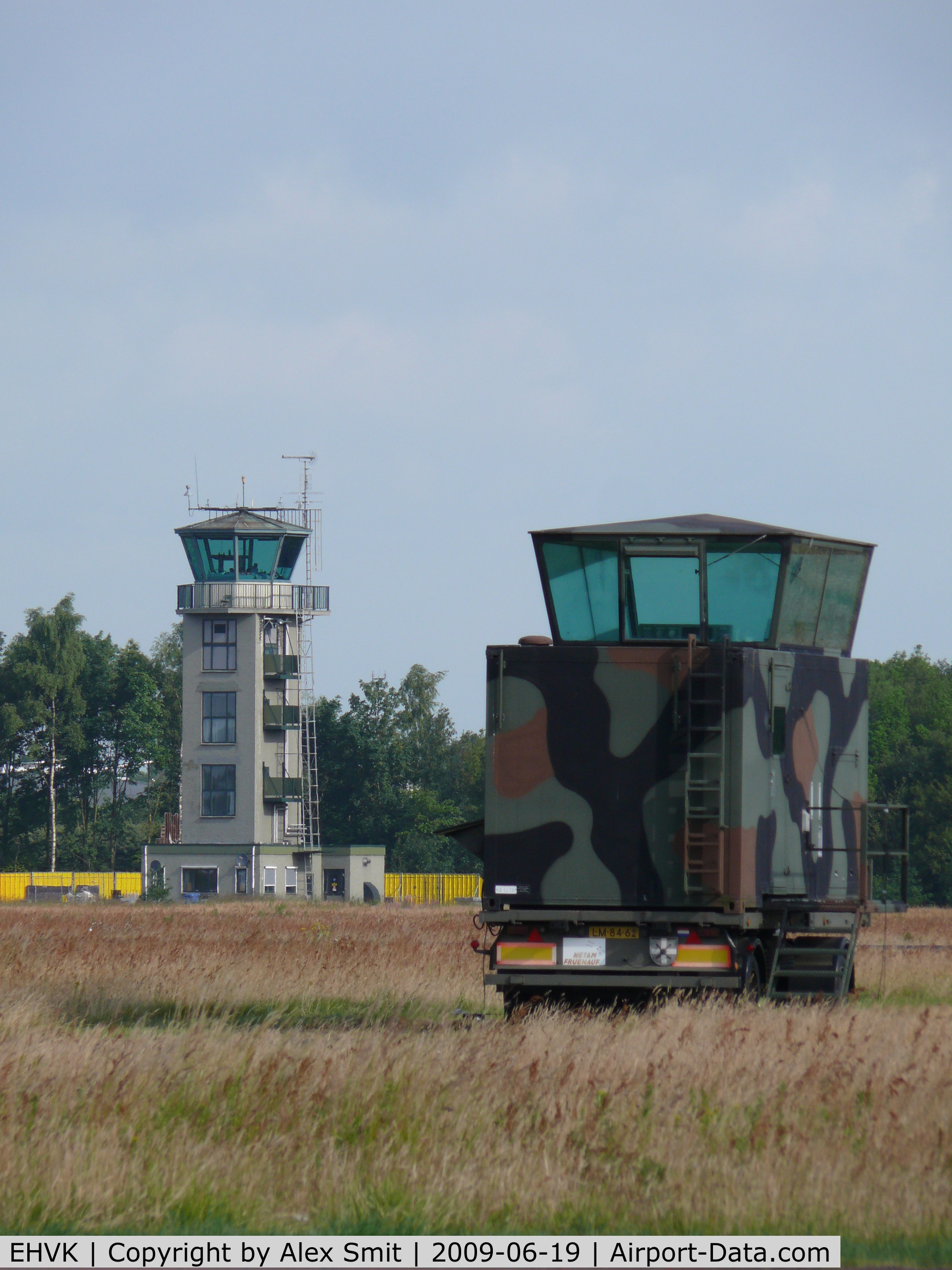 Volkel Airbase Airport, Uden Netherlands (EHVK) - Tower in the back and for the 2009 airshow a mobile tower in the front 