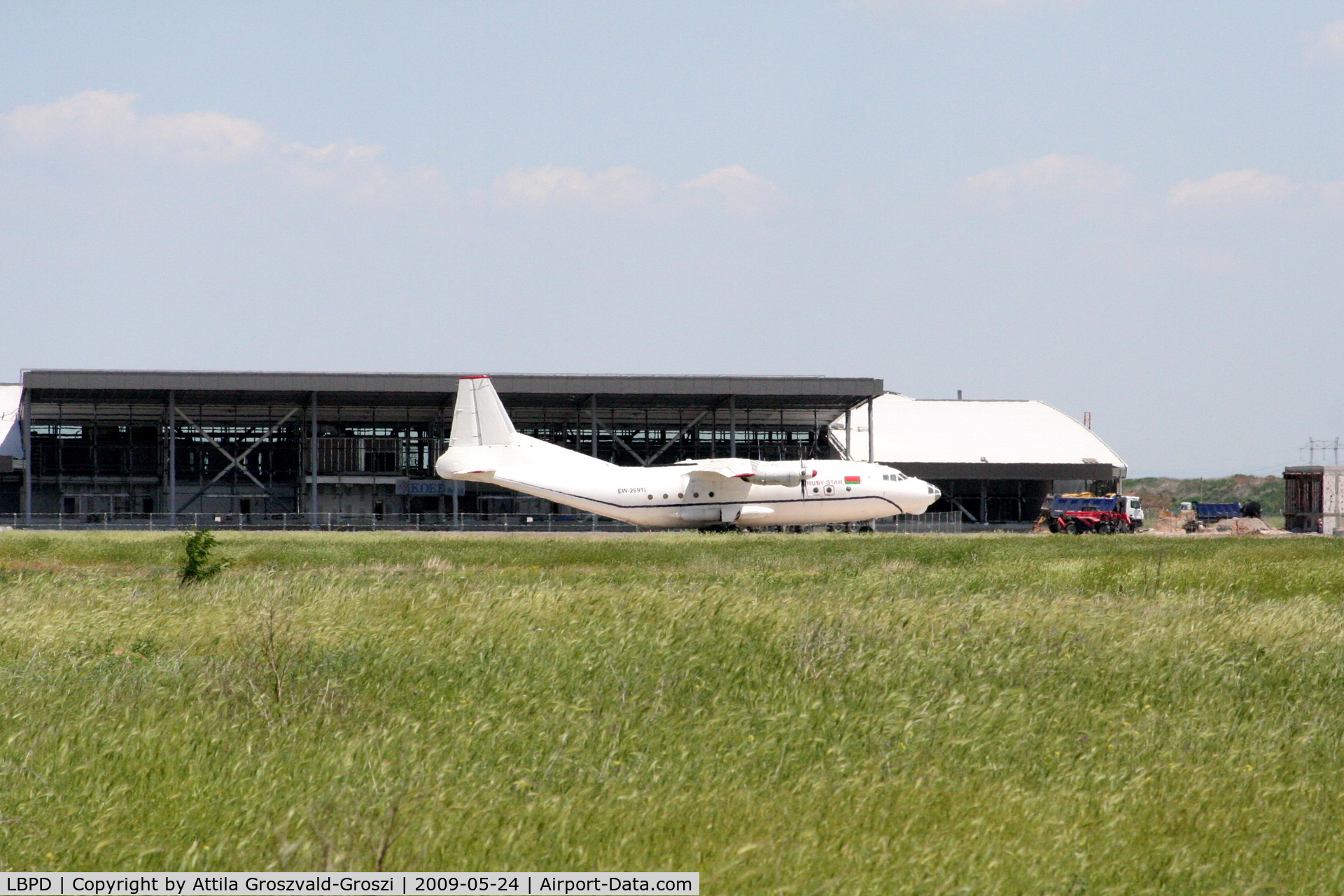 Plovdiv International Airport, Plovdiv Bulgaria (LBPD) - Plovdiv-Krumovo International Airport - LBPD - Before the building of the terminal under construction, the EW-269TI register Antonov An-12BP