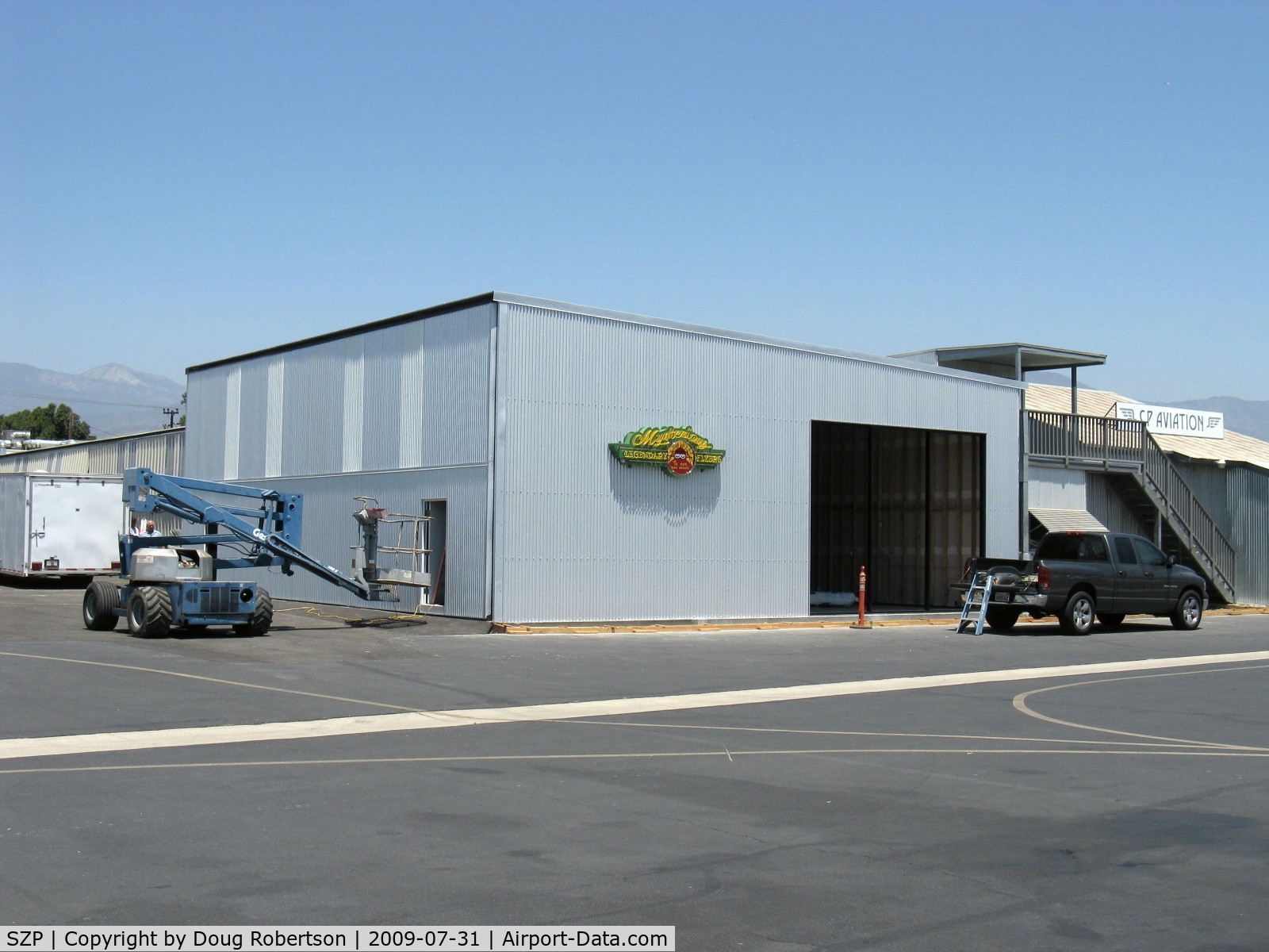 Santa Paula Airport (SZP) - New Hangar Under Construction. Bi-Fold hangar door installed.