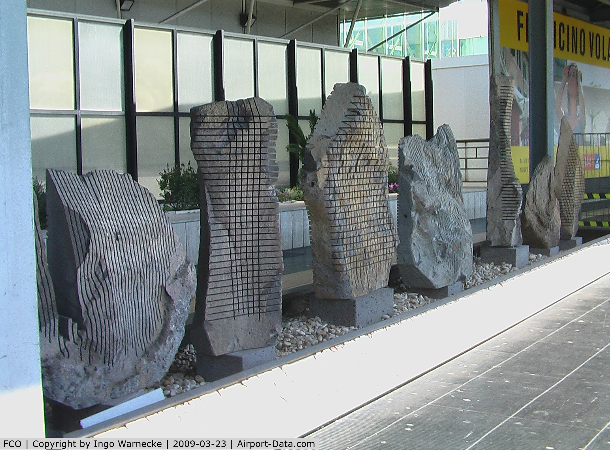 Leonardo Da Vinci International Airport (Fiumicino International Airport), Rome Italy (FCO) - abstract sculptures alongside the main airport road between terminals at Fiumicino / Leonardo da Vinci