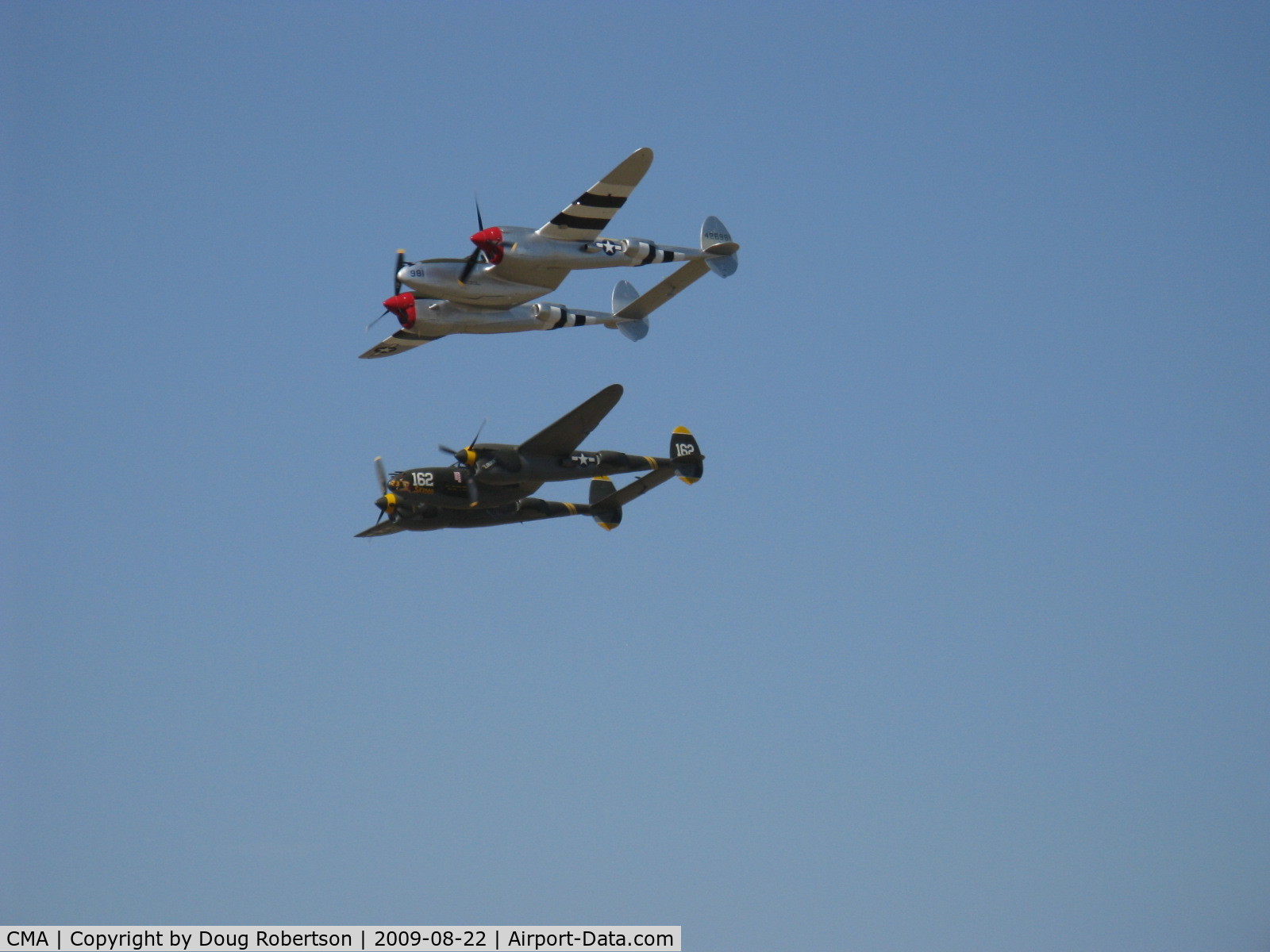 Camarillo Airport (CMA) - 'Wings Over Camarillo' Airshow 2009-two Lockheed Lightning P-38s-NL7723C and NX138AM '23 Skidoo'