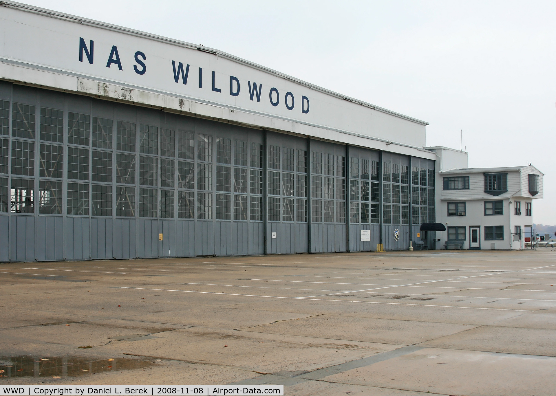 Cape May County Airport (WWD) - This is the historic hangar, which gave this airport its WWD moniker.  This building now houses the wonderful NAS Wildwood Foundation Museum.