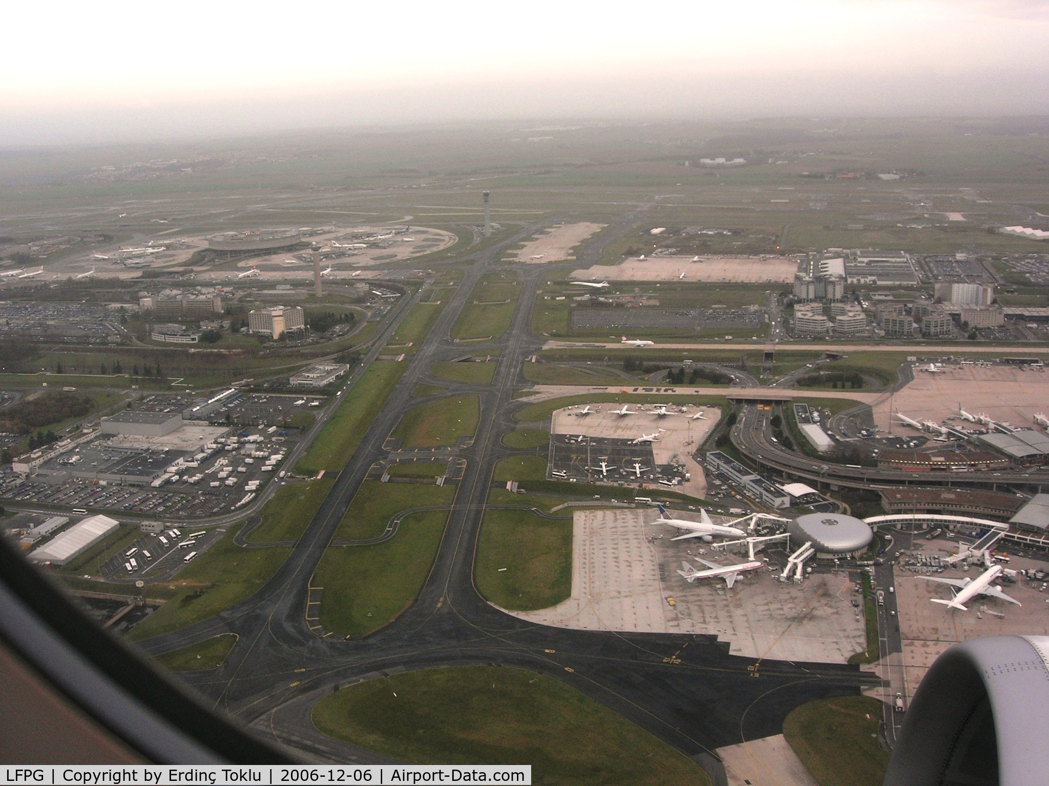 Paris Charles de Gaulle Airport (Roissy Airport), Paris France (LFPG) - Roissy CDG. Taxiways Fox (right) and November. T1 in the background to the left.