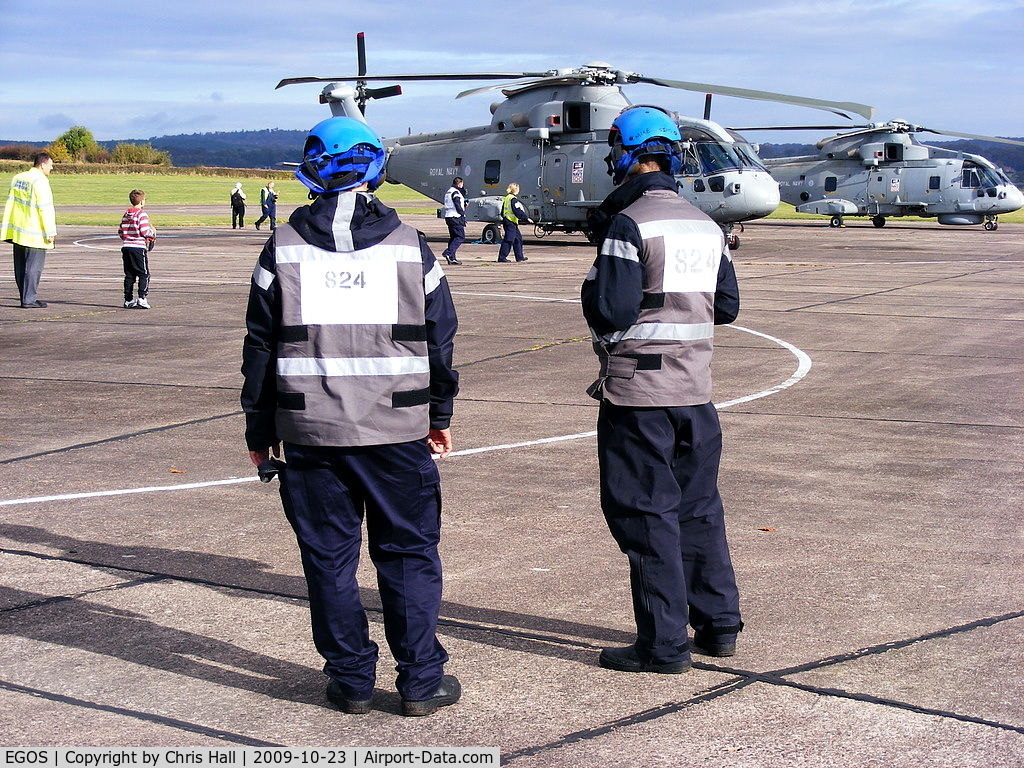 RAF Shawbury Airport, Shawbury, England United Kingdom (EGOS) - Royal Navy Merlin ground crew 