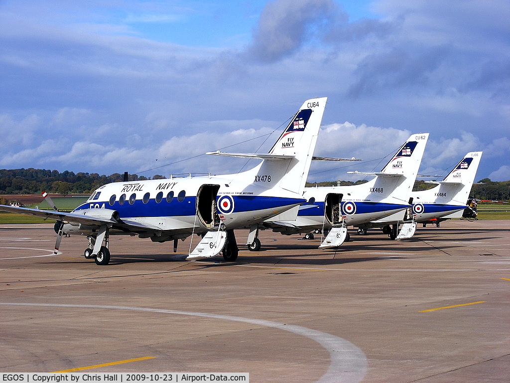 RAF Shawbury Airport, Shawbury, England United Kingdom (EGOS) - SA Jetstream T2, Royal Navy, 750 NAS, XX478, XX488, XX484 and ZA111